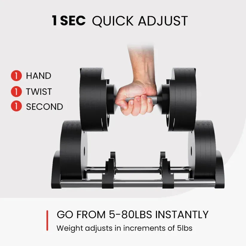 Digital Adjustable Dumbbells 5-80LB | Smart Control for Anytime Fitness(single)