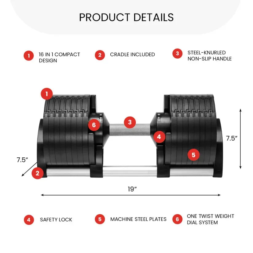 Digital Adjustable Dumbbells 5-80LB | Smart Control for Anytime Fitness(single)