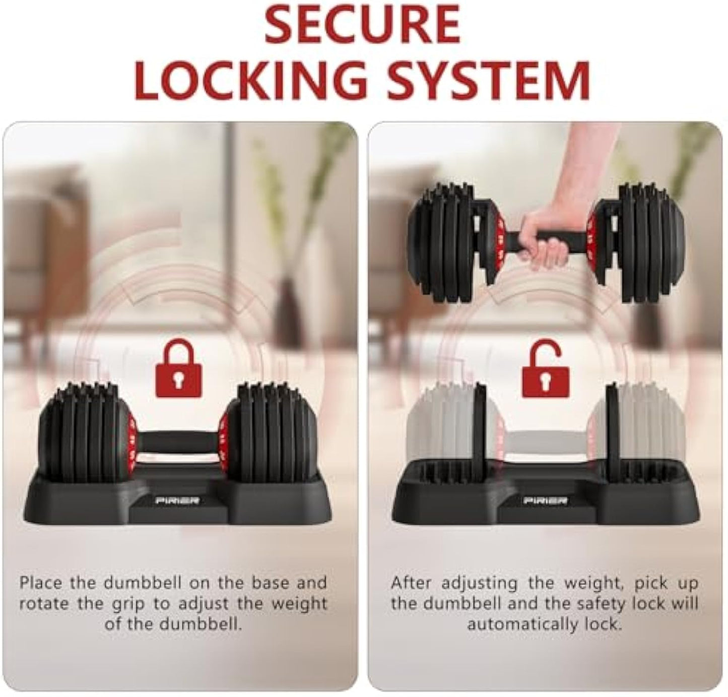 Adjustable Dumbbell 55LB Single Dumbbell 10 Weight Options, Anti-Slip Metal Handle, Perfect for Home Fitness Training