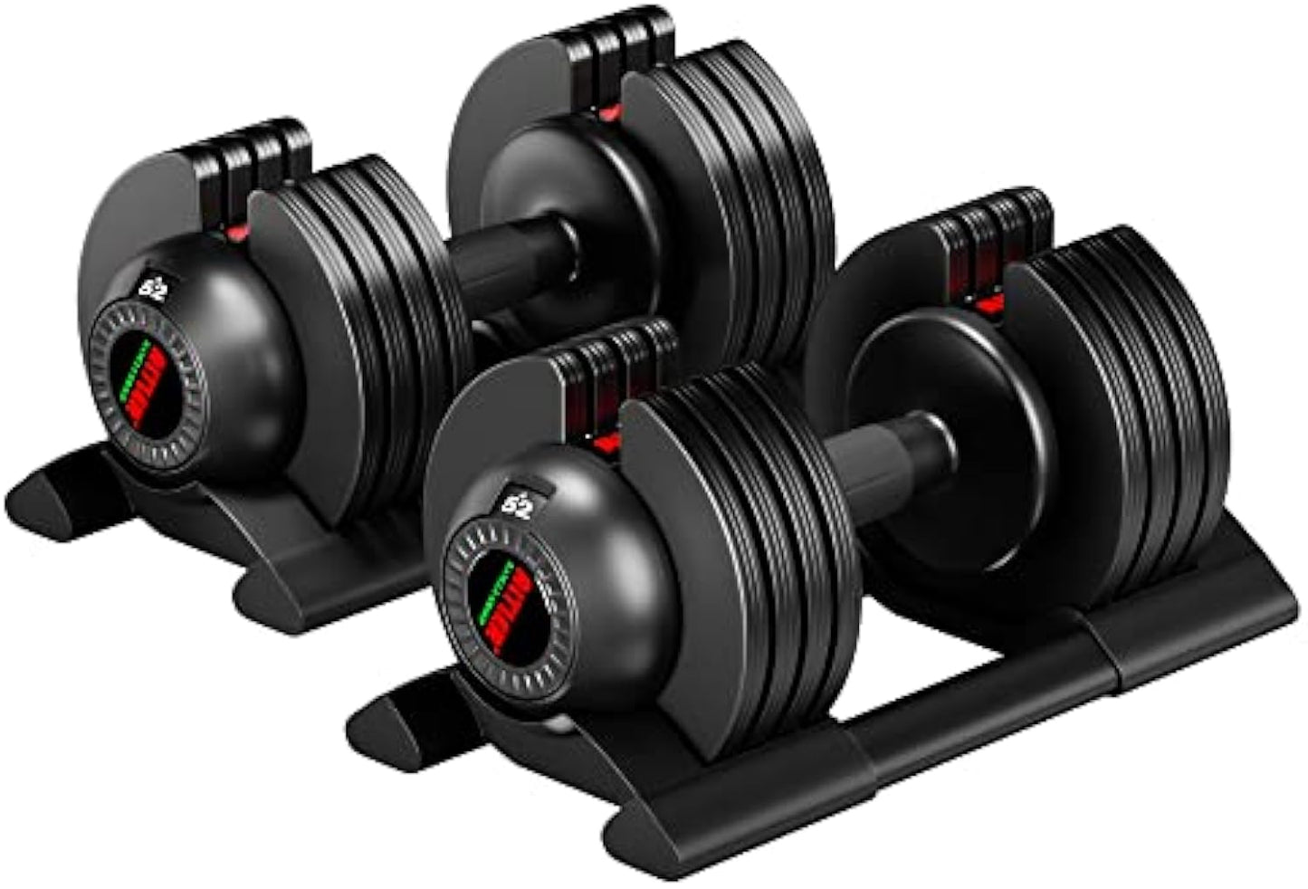 52LB Adjustable Dumbbell Set with Tray for Workout Strength Training Fitness, Adjustable Weight Dial Dumbbell with Anti-Slip Handle and Weight Plate for Home Exercise