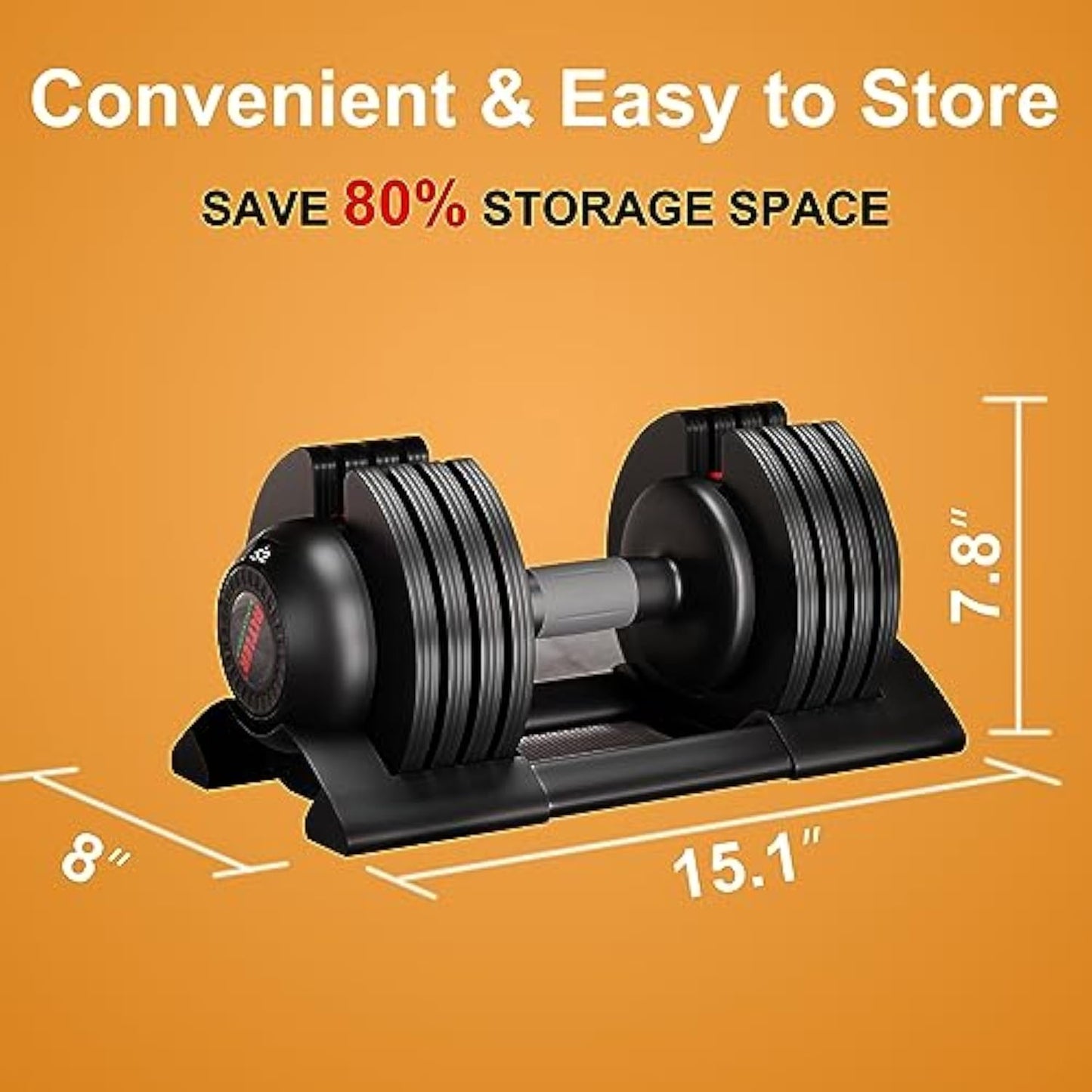 52LB Adjustable Dumbbell Set with Tray for Workout Strength Training Fitness, Adjustable Weight Dial Dumbbell with Anti-Slip Handle and Weight Plate for Home Exercise